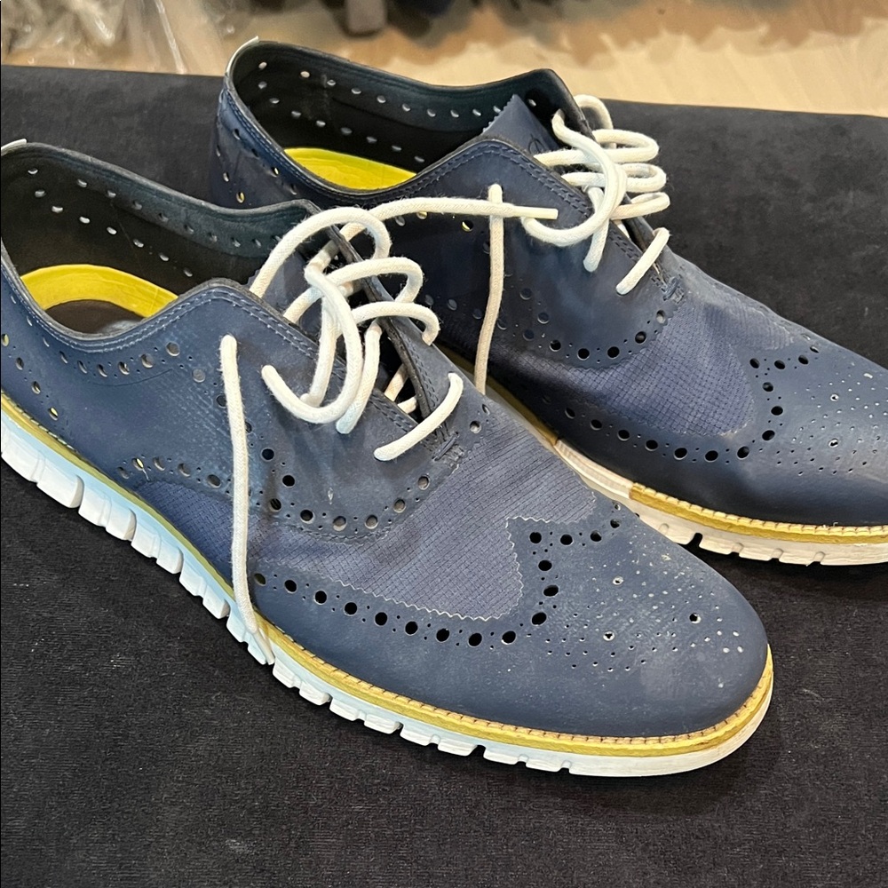 Cole Haan Navy Blue Oxfords with White Soles